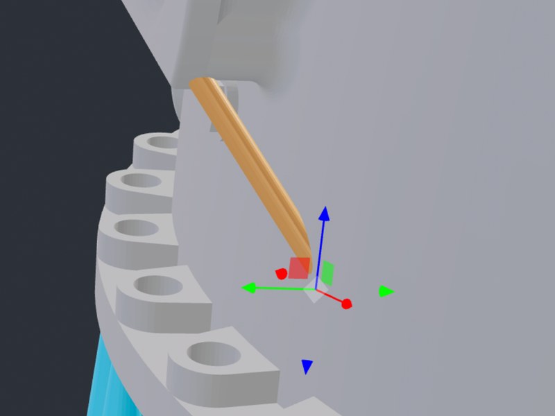 Strut bracing between two surfaces with move gizmo at the contact