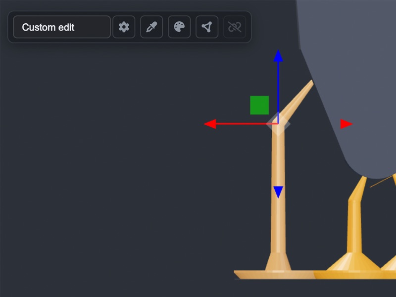 Support selection bar with type picker, edit, eyedropper, and color controls
